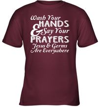Load image into Gallery viewer, Wash Your Hands And Pray Jesus Coronacation Youth T-Shirt