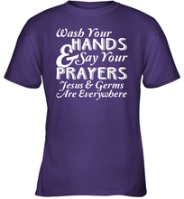 Load image into Gallery viewer, Wash Your Hands And Pray Jesus Coronacation Youth T-Shirt
