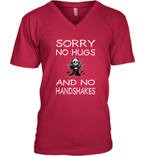 Load image into Gallery viewer, Sorry No Hugs No Handshakes Wash Your Hands Coronacation V-Neck T-Shirt
