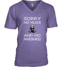 Load image into Gallery viewer, Sorry No Hugs No Handshakes Wash Your Hands Coronacation V-Neck T-Shirt
