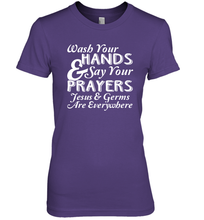 Load image into Gallery viewer, Wash Your Hands And Pray Jesus Coronacation Premium Women's T-Shirt

